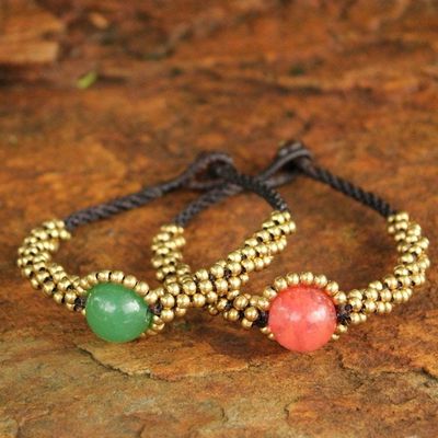 Primary image for Beaded Brass and Quartz Bracelets Pair Planet Spring