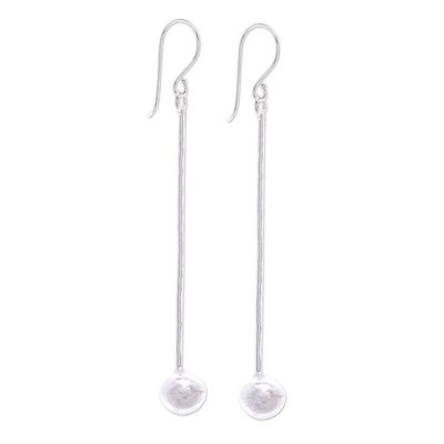 Alternate image for Hammered Sterling Silver Dangle Earrings Shining Swing