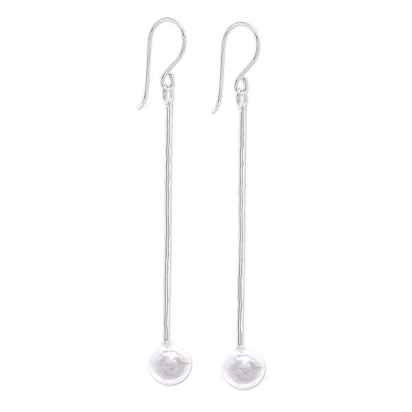 Alternate image for Hammered Sterling Silver Dangle Earrings Shining Swing