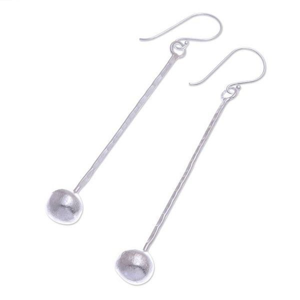 Alternate image for Hammered Sterling Silver Dangle Earrings Shining Swing