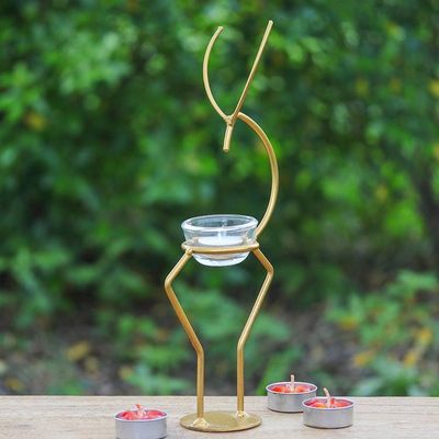 Alternate image for Handcrafted Iron Deer Tealight Holder in Gold Shade Deer Splendor in Gold