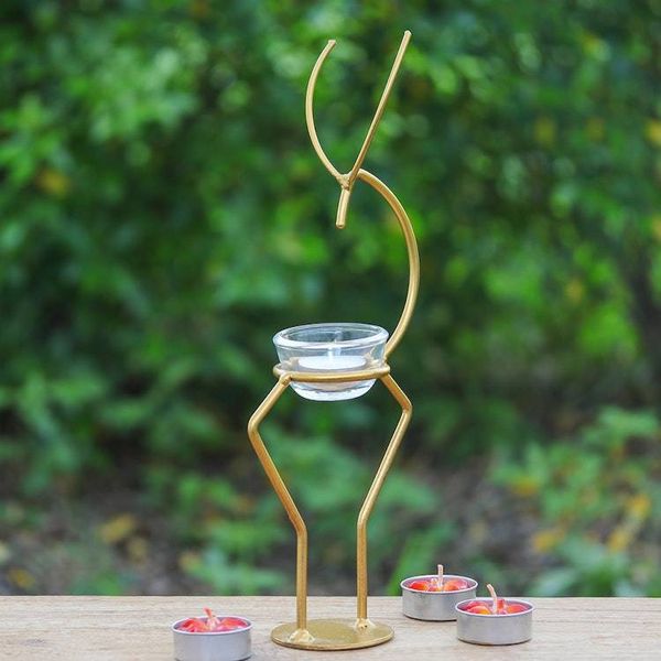 Alternate image for Handcrafted Iron Deer Tealight Holder in Gold Shade Deer Splendor in Gold