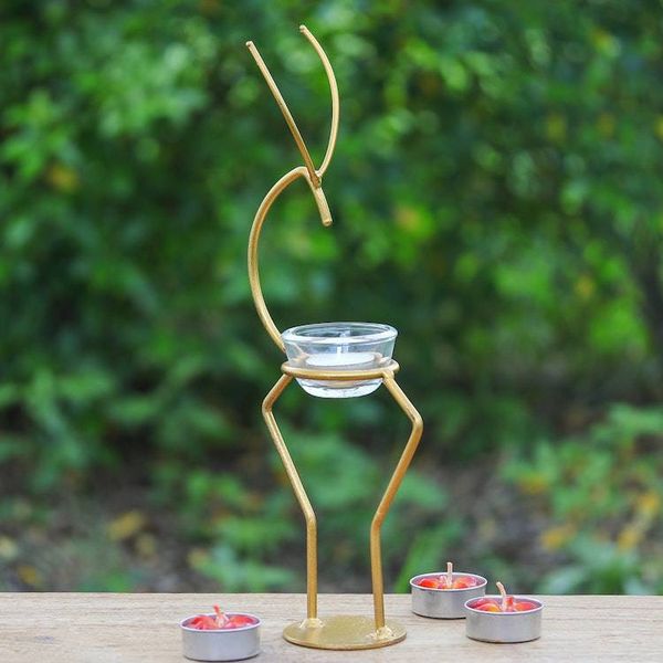 Alternate image for Handcrafted Iron Deer Tealight Holder in Gold Shade Deer Splendor in Gold