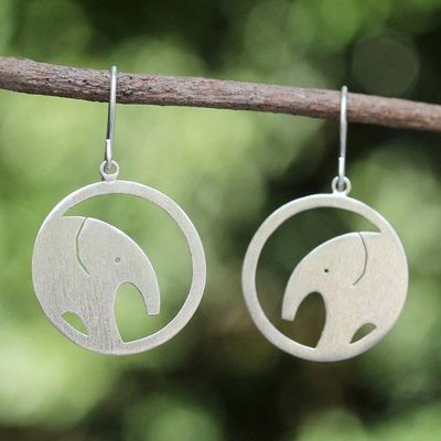 Alternate image for Unique Sterling Silver Dangle Earrings Modern Elephant
