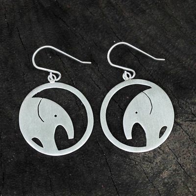 Alternate image for Unique Sterling Silver Dangle Earrings Modern Elephant