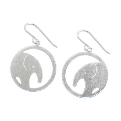 Alternate image for Unique Sterling Silver Dangle Earrings Modern Elephant