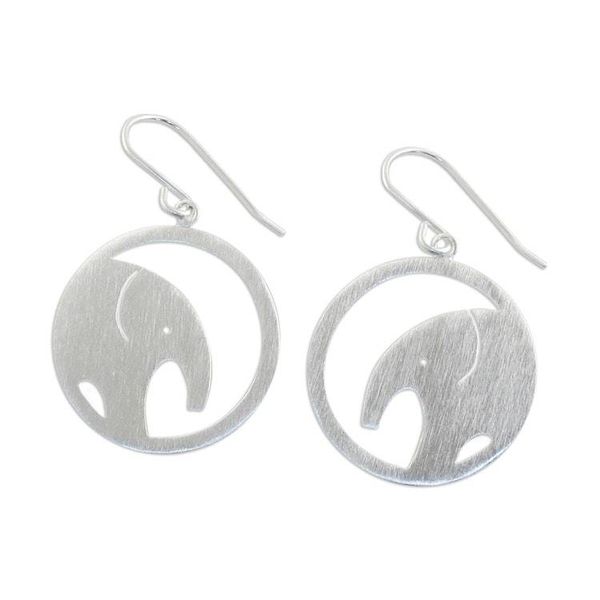 Alternate image for Unique Sterling Silver Dangle Earrings Modern Elephant