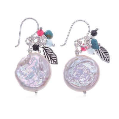 Alternate image for Berry-Shaped White Cultured Pearl and Quartz Dangle Earrings Ocean Berries