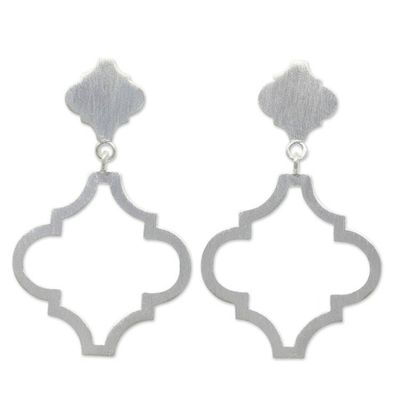 Alternate image for Fair Trade Brushed Silver Post Earrings from Thailand Classical Ogee