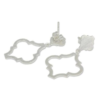 Alternate image for Fair Trade Brushed Silver Post Earrings from Thailand Classical Ogee
