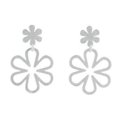 Alternate image for Handcrafted Floral Sterling Silver Dangle Earrings Flower Power