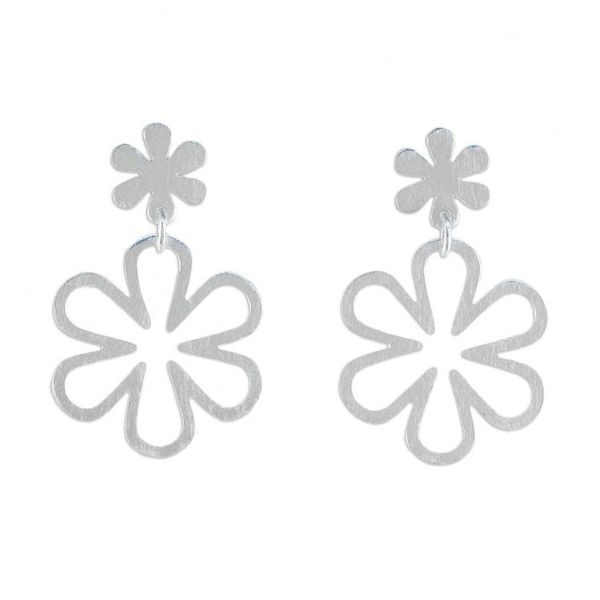Alternate image for Handcrafted Floral Sterling Silver Dangle Earrings Flower Power