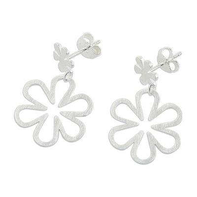 Alternate image for Handcrafted Floral Sterling Silver Dangle Earrings Flower Power