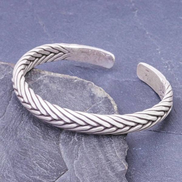 Alternate image for Artisan Crafted Sterling Silver Cuff Bracelet Silver Plaits