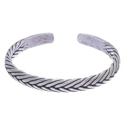 Alternate image for Artisan Crafted Sterling Silver Cuff Bracelet Silver Plaits