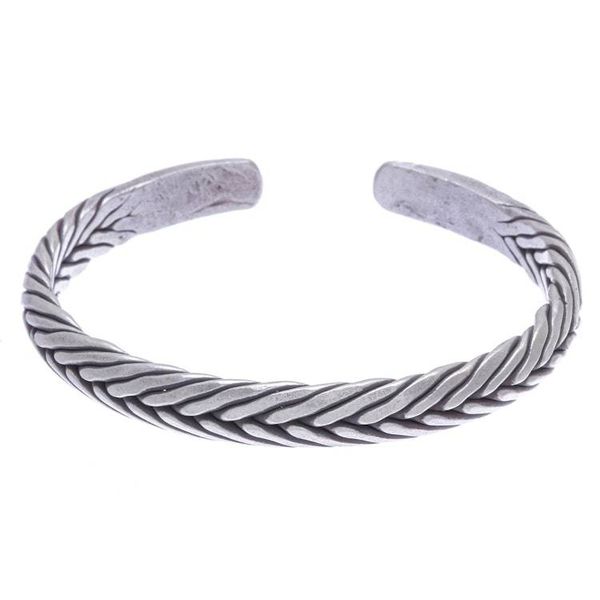 Alternate image for Artisan Crafted Sterling Silver Cuff Bracelet Silver Plaits