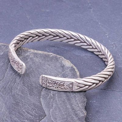 Alternate image for Artisan Crafted Sterling Silver Cuff Bracelet Silver Plaits