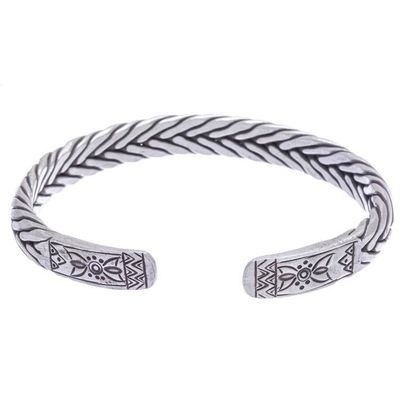 Alternate image for Artisan Crafted Sterling Silver Cuff Bracelet Silver Plaits