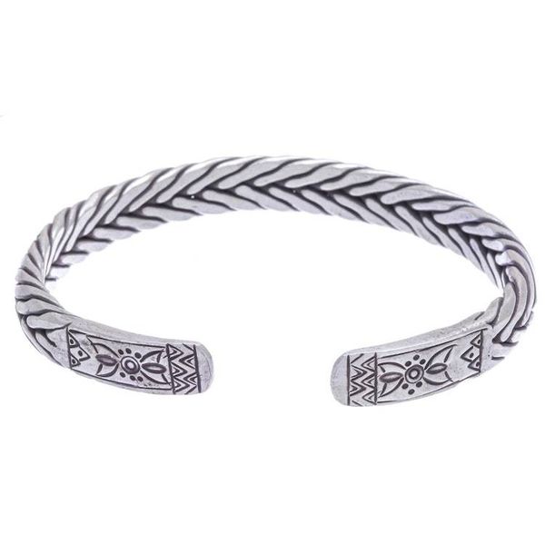 Alternate image for Artisan Crafted Sterling Silver Cuff Bracelet Silver Plaits