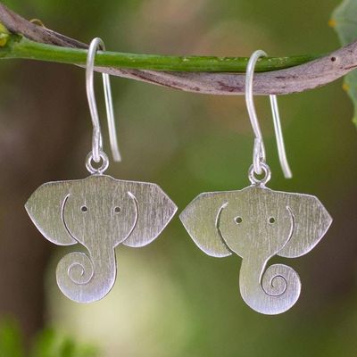 Primary image for Sterling Silver Dangle Earrings Noble Elephants