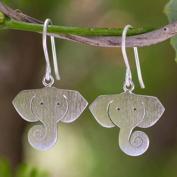 Alternate image for Sterling Silver Dangle Earrings Noble Elephants