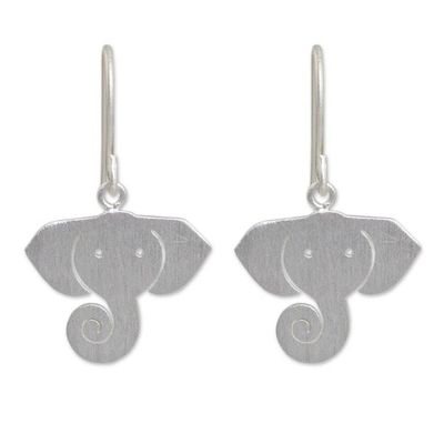 Alternate image for Sterling Silver Dangle Earrings Noble Elephants