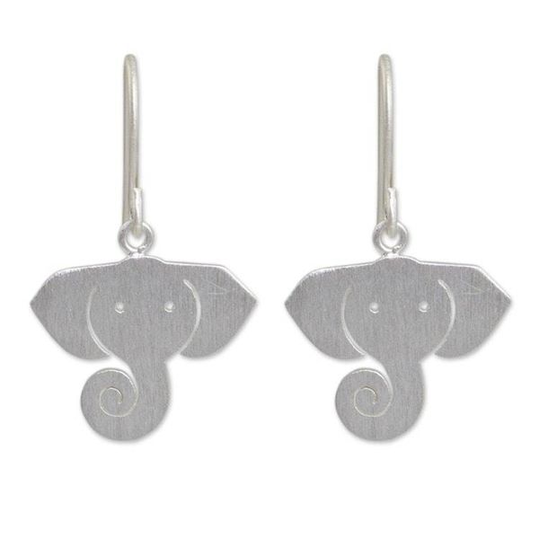 Alternate image for Sterling Silver Dangle Earrings Noble Elephants