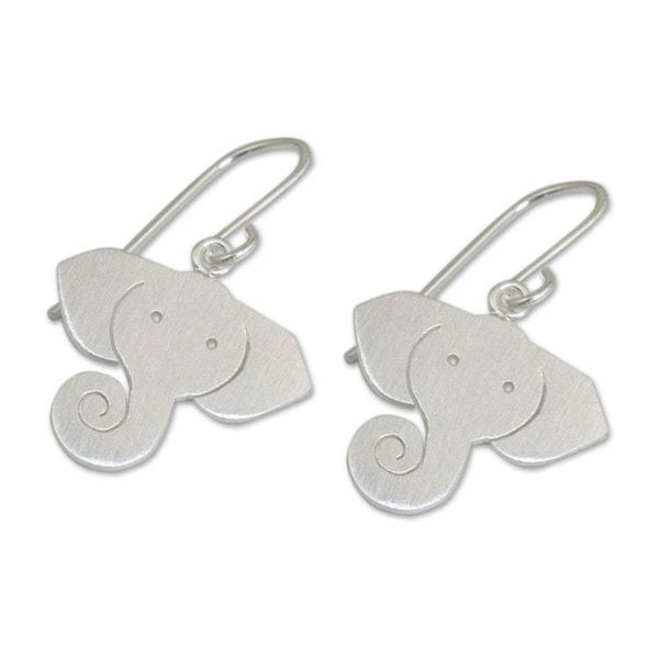 Alternate image for Sterling Silver Dangle Earrings Noble Elephants