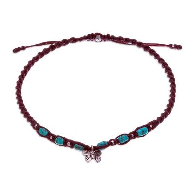 Alternate image for Karen Silver Macrame Anklet with Butterfly Charm Barefoot Walk