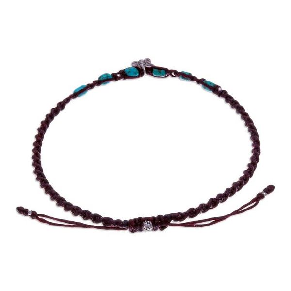 Alternate image for Karen Silver Macrame Anklet with Butterfly Charm Barefoot Walk
