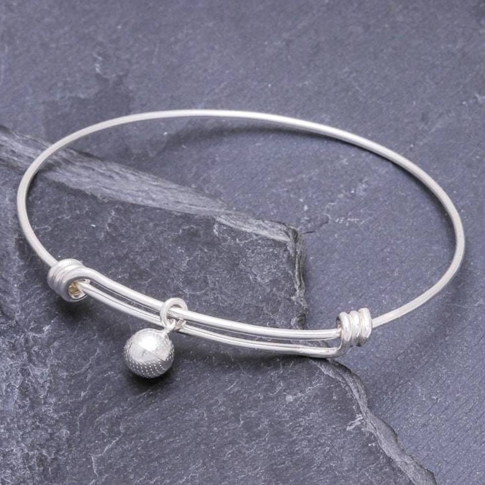 925 Sterling Silver Simple Charm Bracelet from Thailand 'Lucky Bauble'