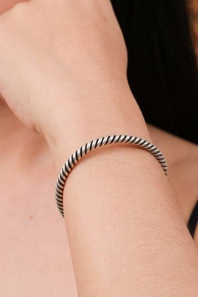 Alternate image for Mens Artisan Crafted Sterling Silver Cuff Bracelet Thai Swirl
