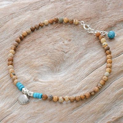 Alternate image for Karen Silver and Jasper Shell Charm Anklet Love Beach