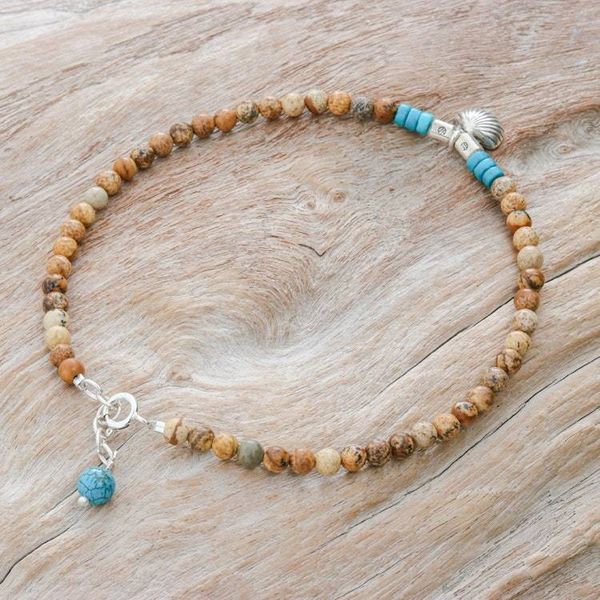 Alternate image for Karen Silver and Jasper Shell Charm Anklet Love Beach