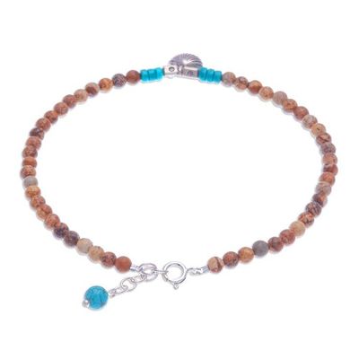 Alternate image for Karen Silver and Jasper Shell Charm Anklet Love Beach