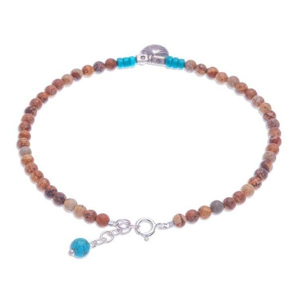 Alternate image for Karen Silver and Jasper Shell Charm Anklet Love Beach