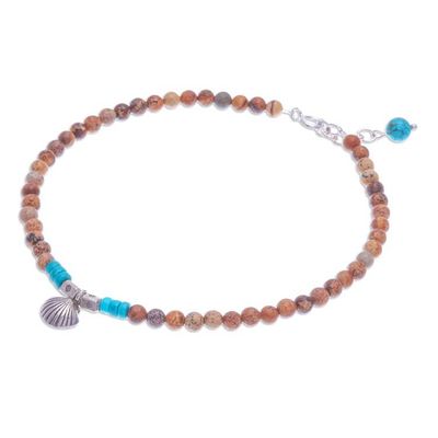 Alternate image for Karen Silver and Jasper Shell Charm Anklet Love Beach