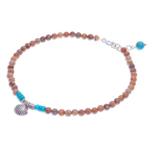 Alternate image for Karen Silver and Jasper Shell Charm Anklet Love Beach
