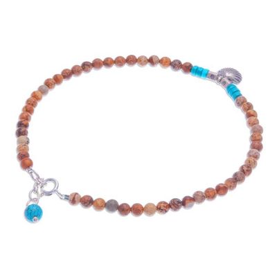 Alternate image for Karen Silver and Jasper Shell Charm Anklet Love Beach