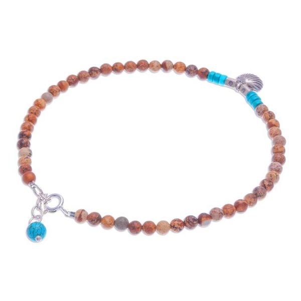 Alternate image for Karen Silver and Jasper Shell Charm Anklet Love Beach
