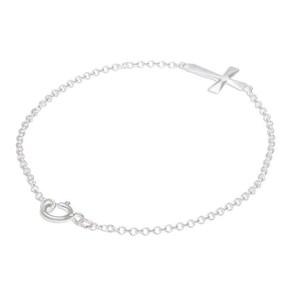 Alternate image for Sterling Silver Cross Pendant Bracelet from Thailand Profession of Faith