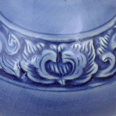Alternate image for Hand Crafted Celadon Ceramic Floral Soap Dispenser Fragrant Bath