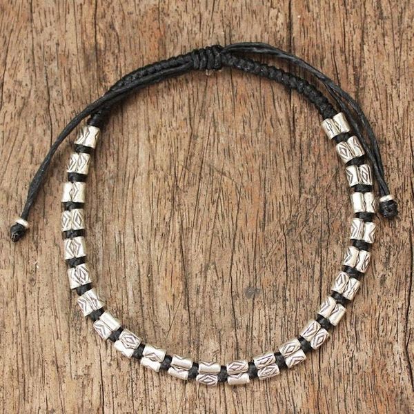 Alternate image for Hand Crafted Hill Tribe Silver Braided Bracelet Hill Tribe Midnight