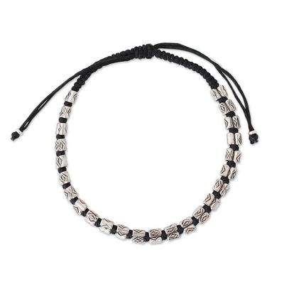 Alternate image for Hand Crafted Hill Tribe Silver Braided Bracelet Hill Tribe Midnight