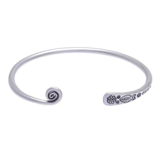 Alternate image for Thai Handmade Sterling Silver Cuff Bracelet Fish and Flowers