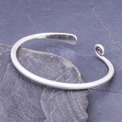 Alternate image for Thai Handmade Sterling Silver Cuff Bracelet Fish and Flowers