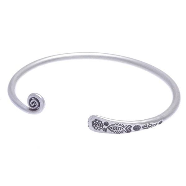 Alternate image for Thai Handmade Sterling Silver Cuff Bracelet Fish and Flowers