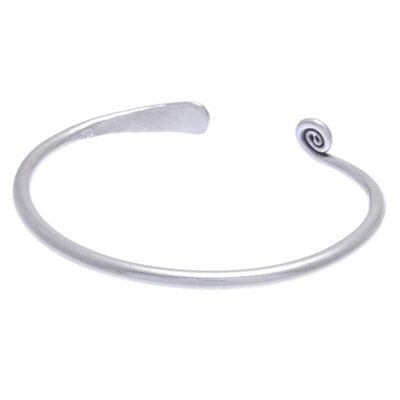Alternate image for Thai Handmade Sterling Silver Cuff Bracelet Fish and Flowers