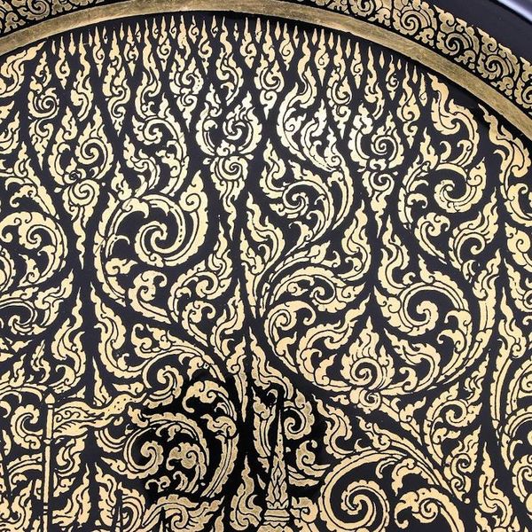 Alternate image for Handcrafted Thai Lacquered Wood Royal Barge Plate Royal Barge Procession
