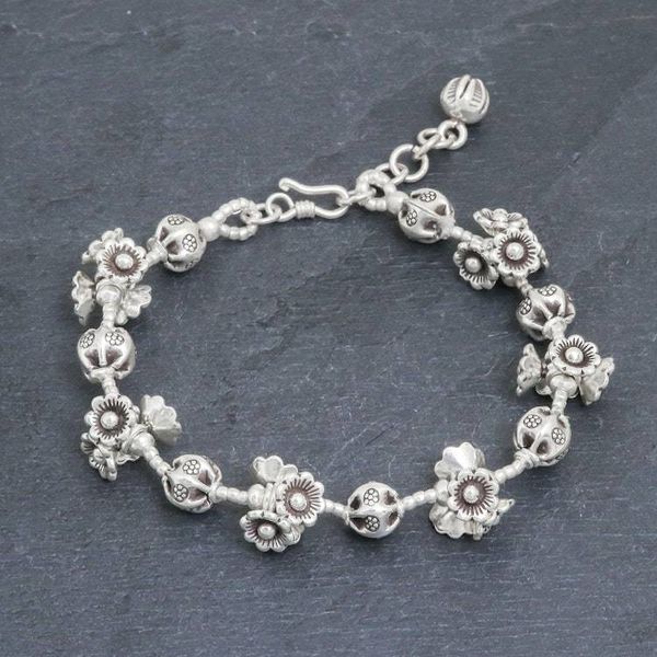 Alternate image for Silver Link Bracelet with Extender Chain from Thailand Flying Flower